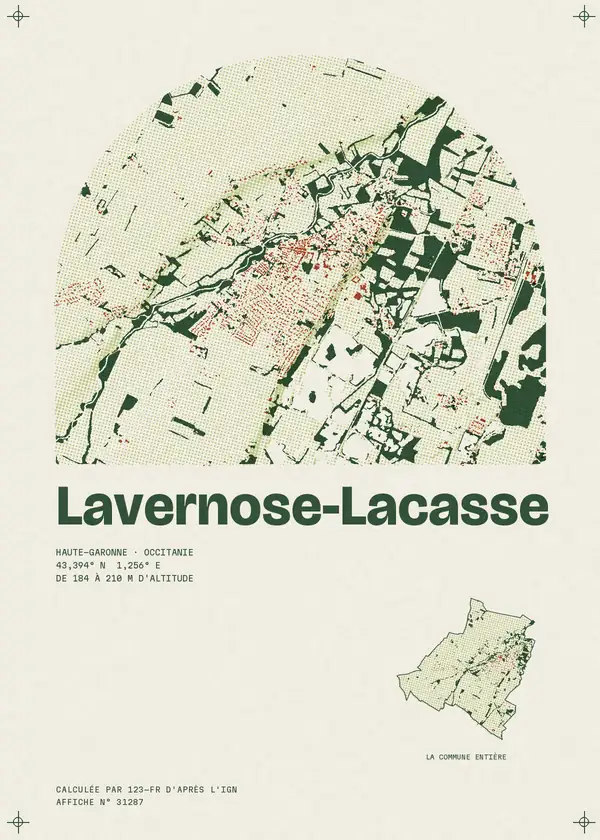 Affiche de Lavernose-Lacasse, calculée par 123-fr d'après l'IGN