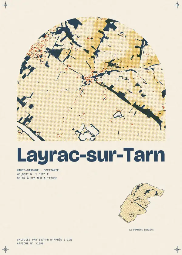 Affiche de Layrac-sur-Tarn, calculée par 123-fr d'après l'IGN
