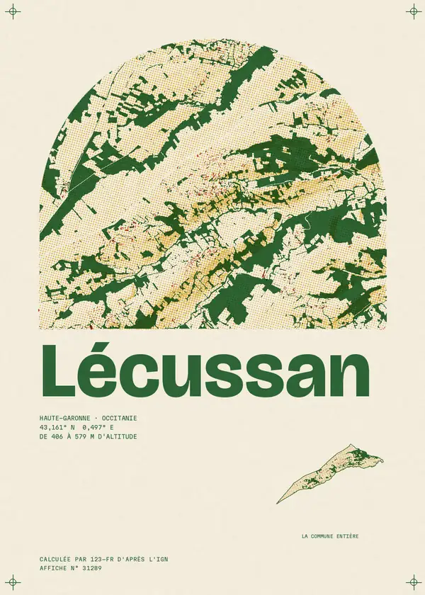 Affiche de Lécussan, calculée par 123-fr d'après l'IGN