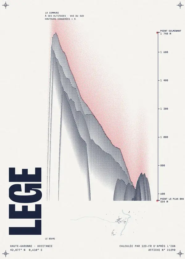Affiche de Lège, calculée par 123-fr d'après l'IGN