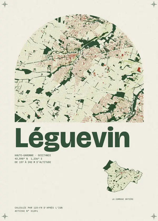 Affiche de Léguevin, calculée par 123-fr d'après l'IGN