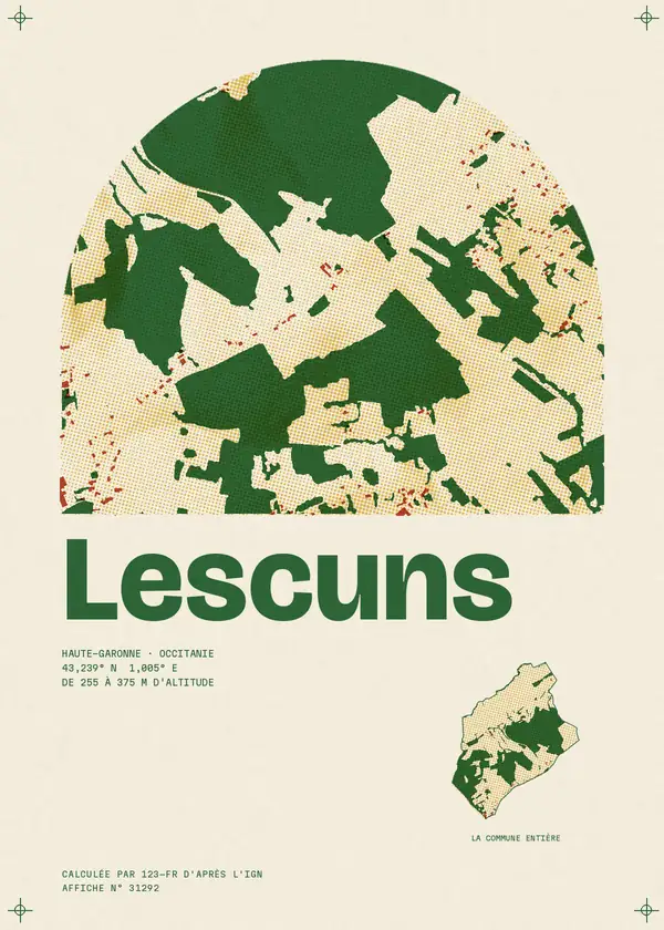 Affiche de Lescuns, calculée par 123-fr d'après l'IGN