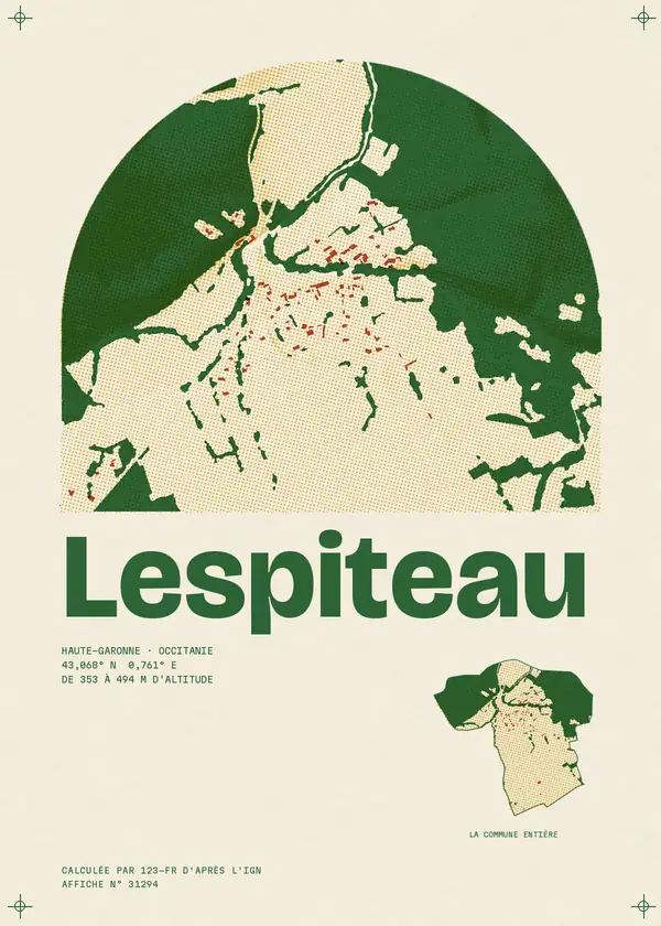 Affiche de Lespiteau, calculée par 123-fr d'après l'IGN