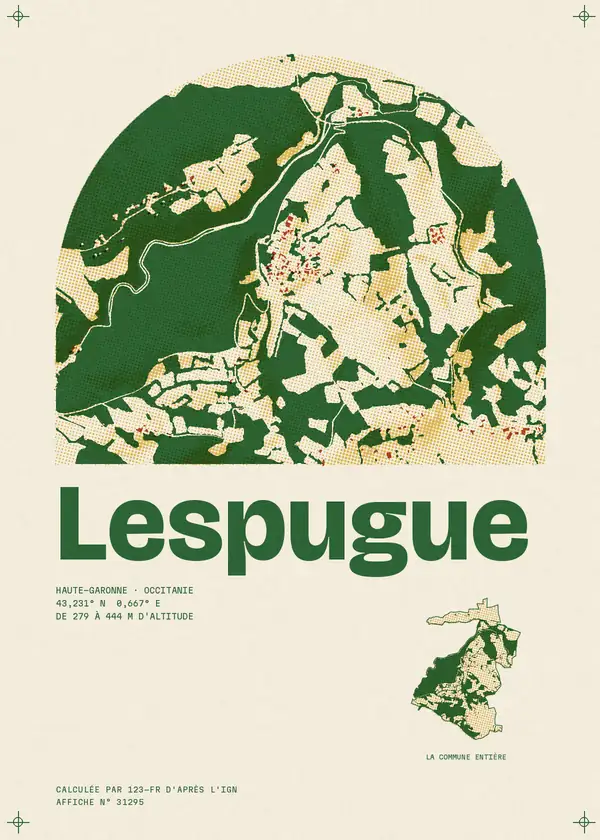 Affiche de Lespugue, calculée par 123-fr d'après l'IGN