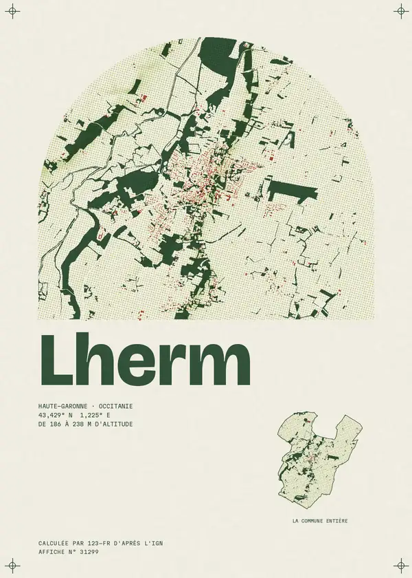 Affiche de Lherm, calculée par 123-fr d'après l'IGN
