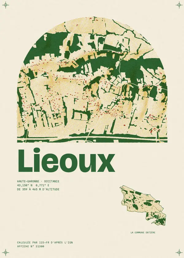 Affiche de Lieoux, calculée par 123-fr d'après l'IGN