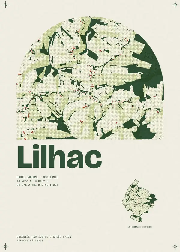Affiche de Lilhac, calculée par 123-fr d'après l'IGN