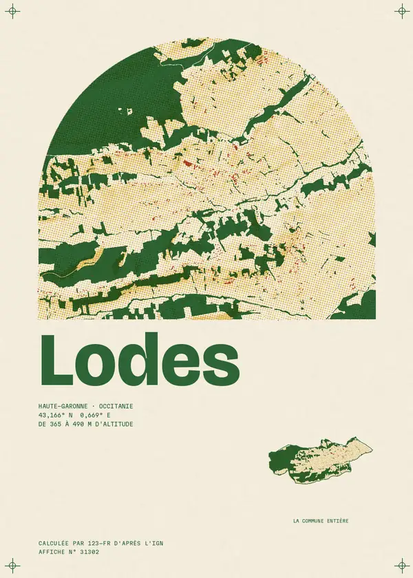 Affiche de Lodes, calculée par 123-fr d'après l'IGN