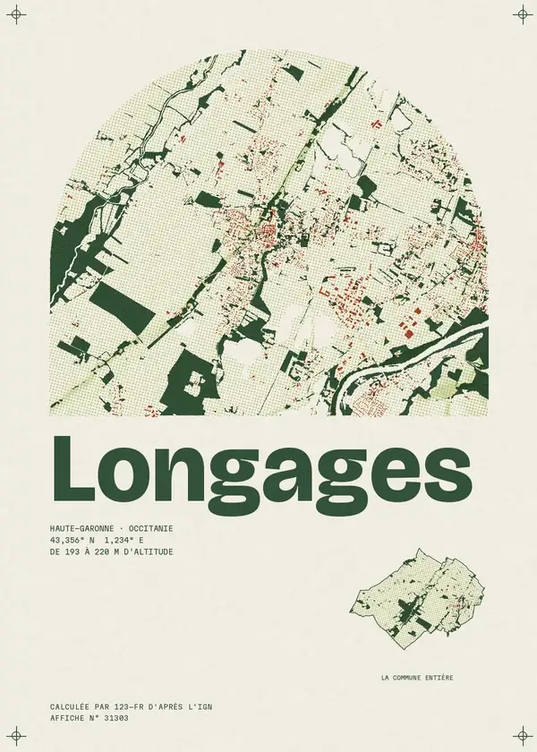 Affiche de Longages, calculée par 123-fr d'après l'IGN