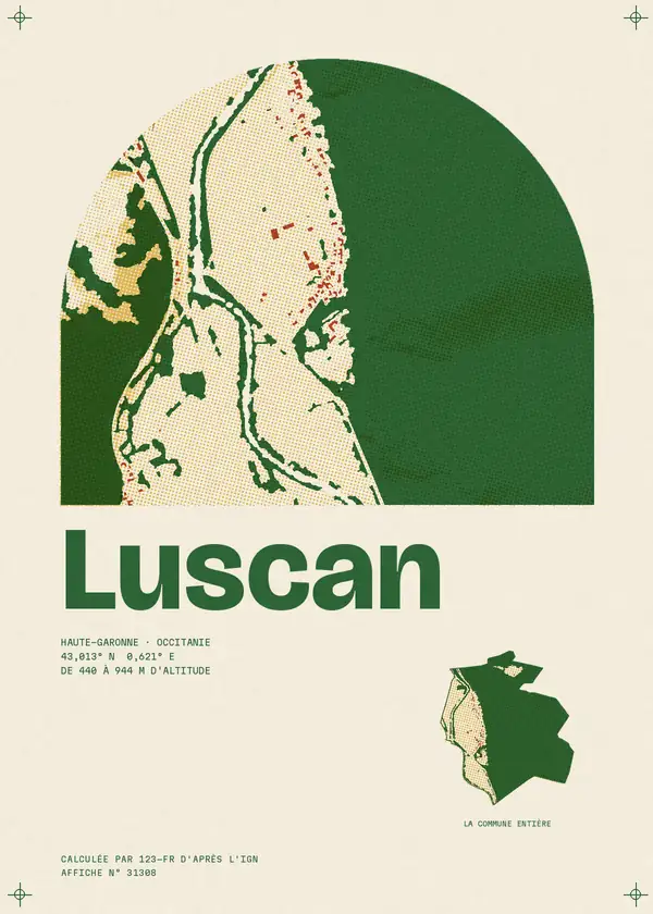 Affiche de Luscan, calculée par 123-fr d'après l'IGN