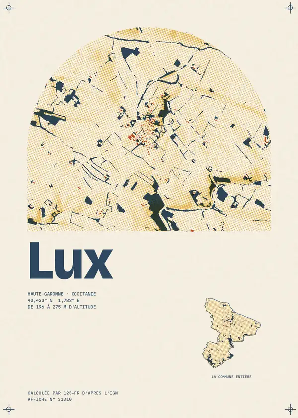 Affiche de Lux, calculée par 123-fr d'après l'IGN