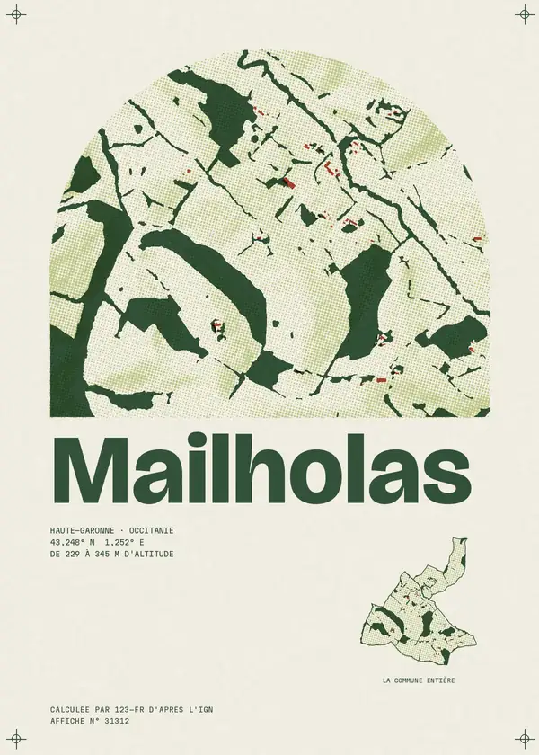 Affiche de Mailholas, calculée par 123-fr d'après l'IGN