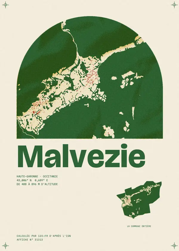 Affiche de Malvezie, calculée par 123-fr d'après l'IGN