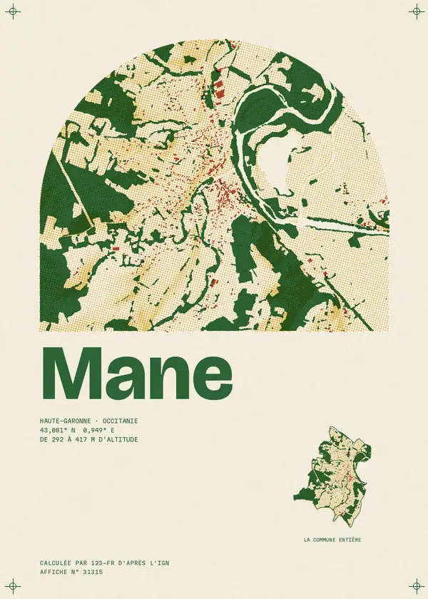 Affiche de Mane, calculée par 123-fr d'après l'IGN