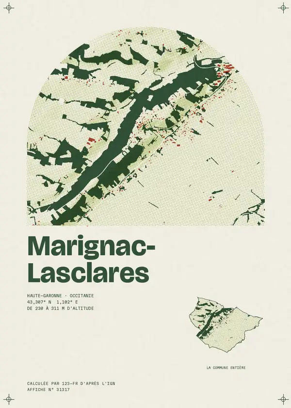 Affiche de Marignac-Lasclares, calculée par 123-fr d'après l'IGN