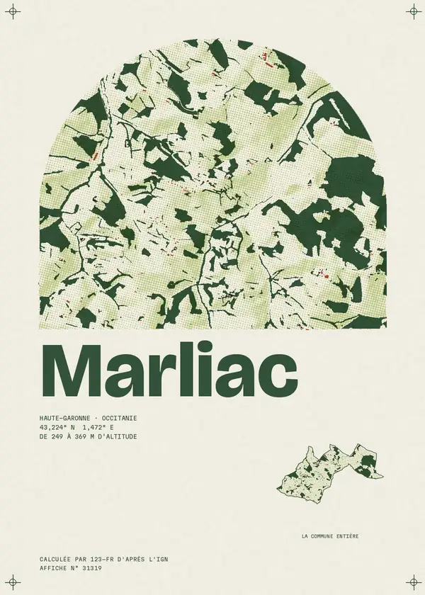 Affiche de Marliac, calculée par 123-fr d'après l'IGN