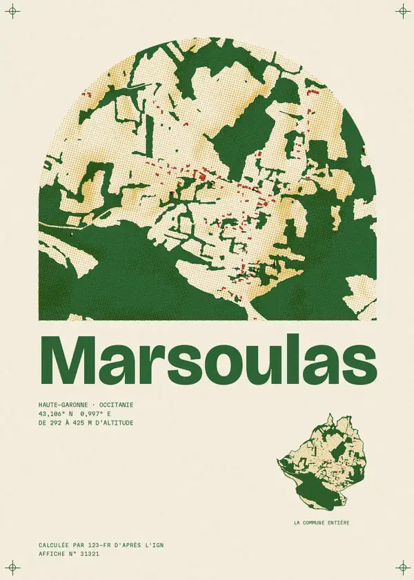 Affiche de Marsoulas, calculée par 123-fr d'après l'IGN