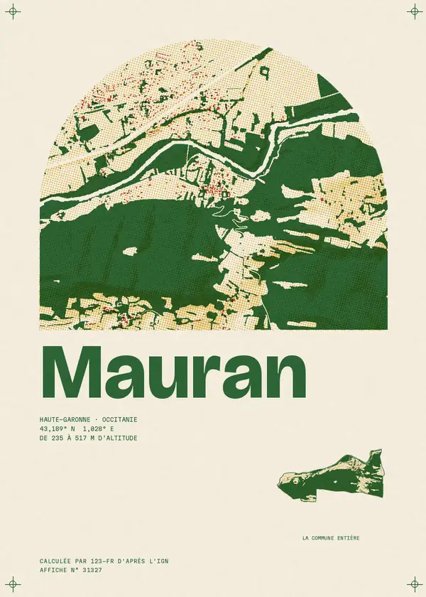 Affiche de Mauran, calculée par 123-fr d'après l'IGN