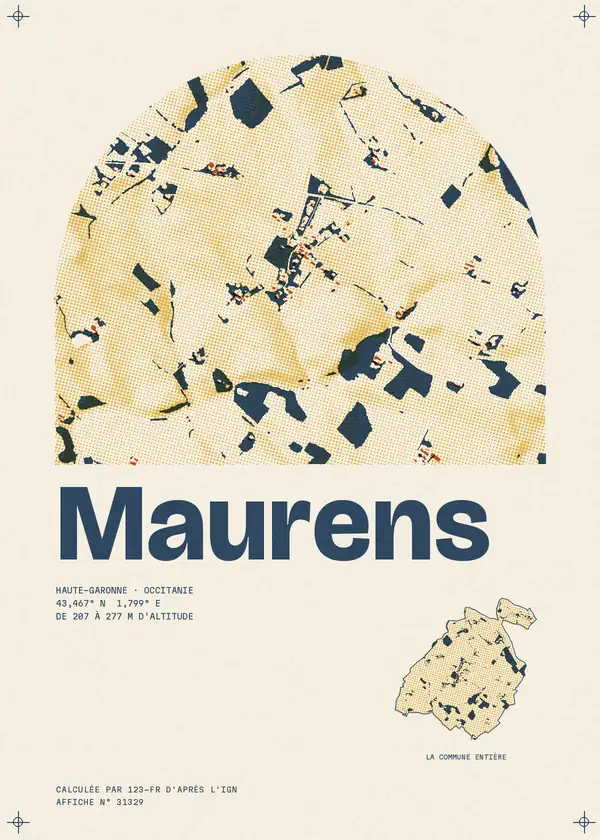 Affiche de Maurens, calculée par 123-fr d'après l'IGN