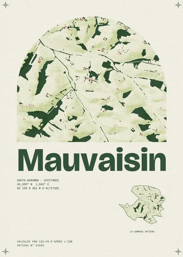Affiche de Mauvaisin, calculée par 123-fr d'après l'IGN