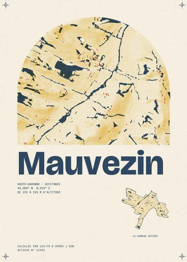 Affiche de Mauvezin, calculée par 123-fr d'après l'IGN