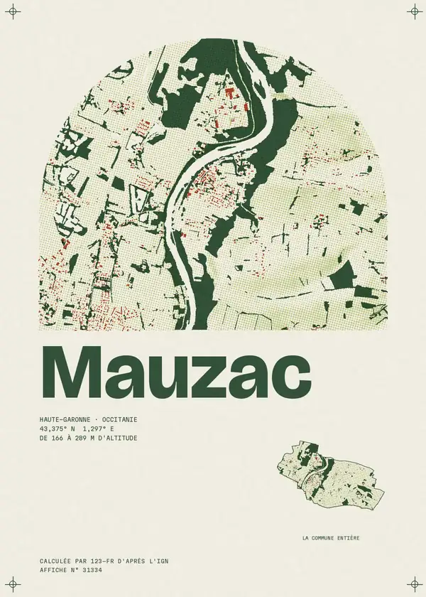 Affiche de Mauzac, calculée par 123-fr d'après l'IGN