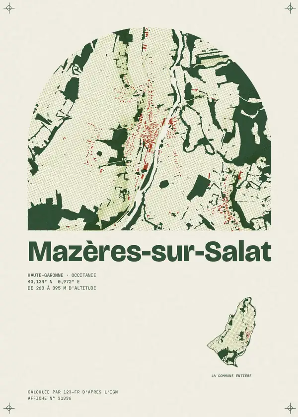 Affiche de Mazères-sur-Salat, calculée par 123-fr d'après l'IGN