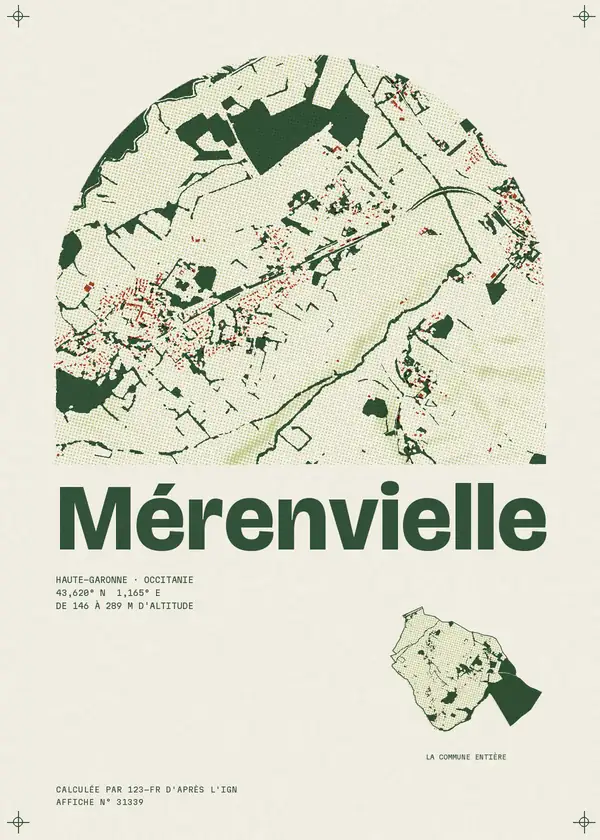 Affiche de Mérenvielle, calculée par 123-fr d'après l'IGN
