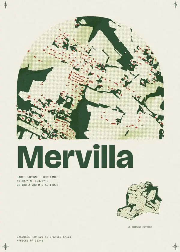 Affiche de Mervilla, calculée par 123-fr d'après l'IGN