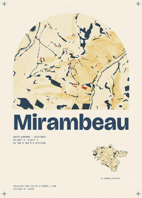 Affiche de Mirambeau, calculée par 123-fr d'après l'IGN
