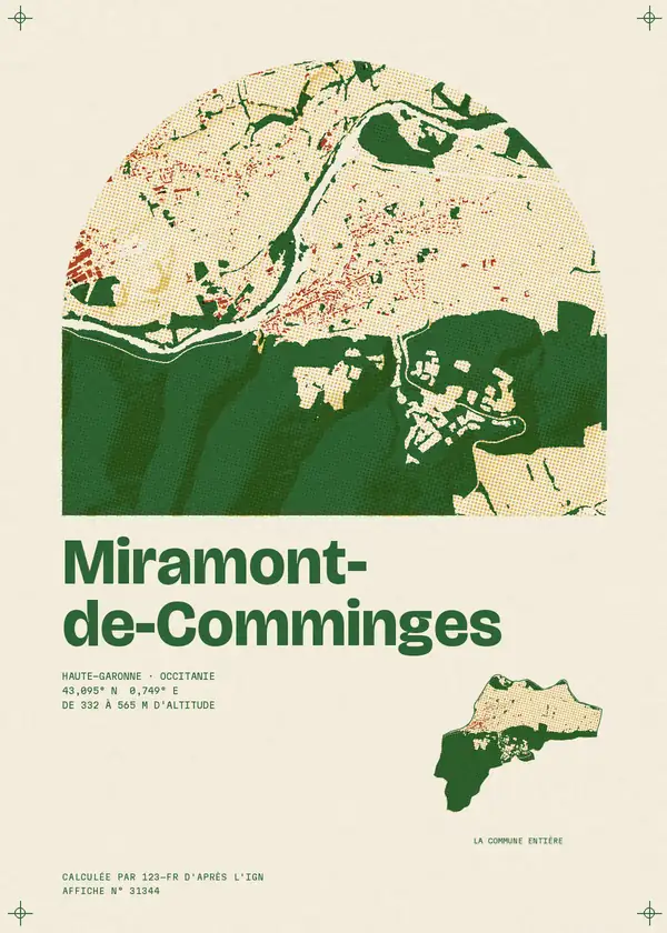 Affiche de Miramont-de-Comminges, calculée par 123-fr d'après l'IGN