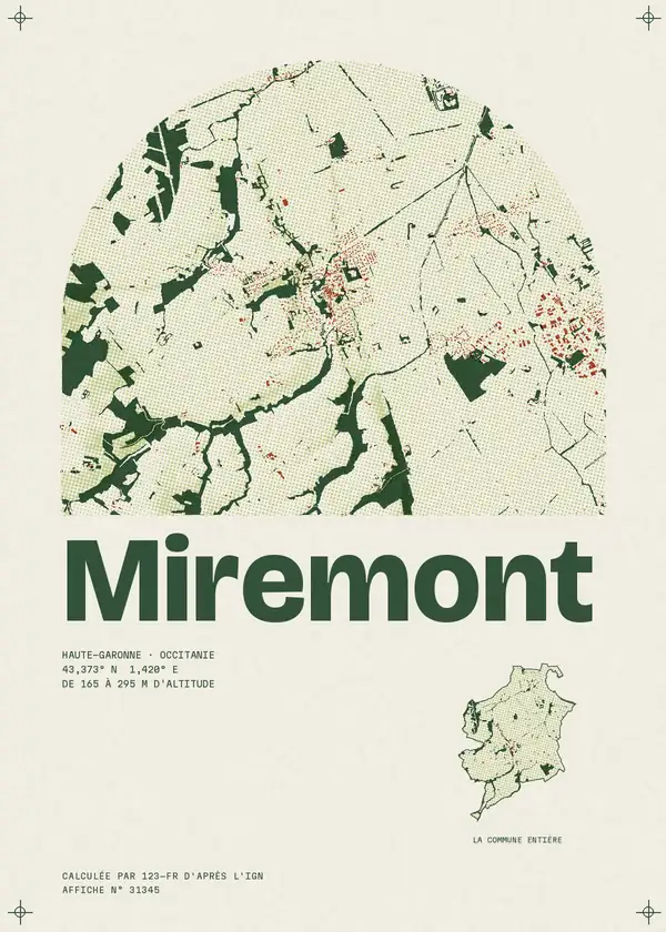 Affiche de Miremont, calculée par 123-fr d'après l'IGN