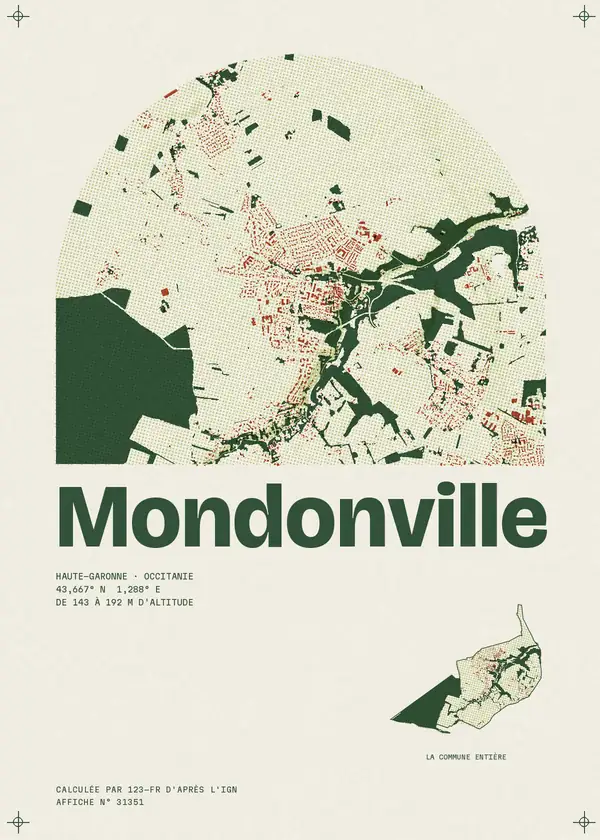 Affiche de Mondonville, calculée par 123-fr d'après l'IGN