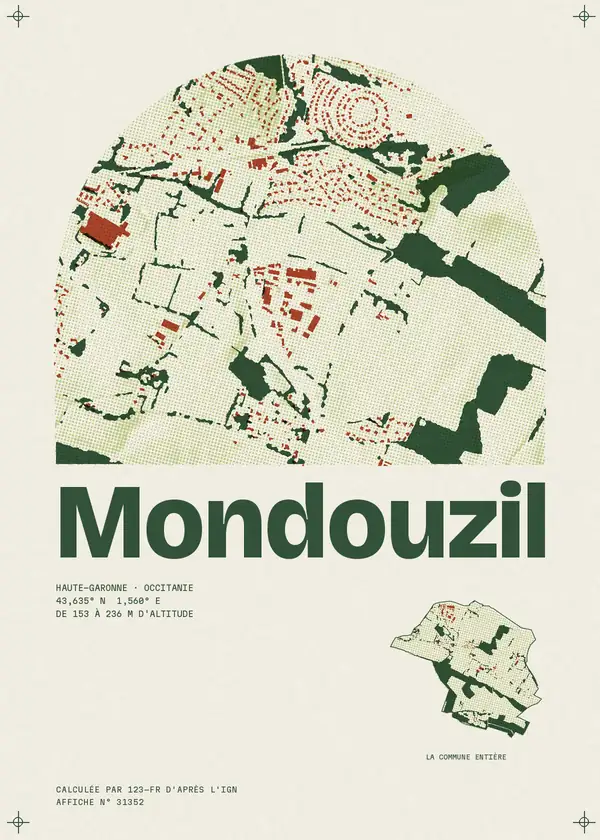 Affiche de Mondouzil, calculée par 123-fr d'après l'IGN