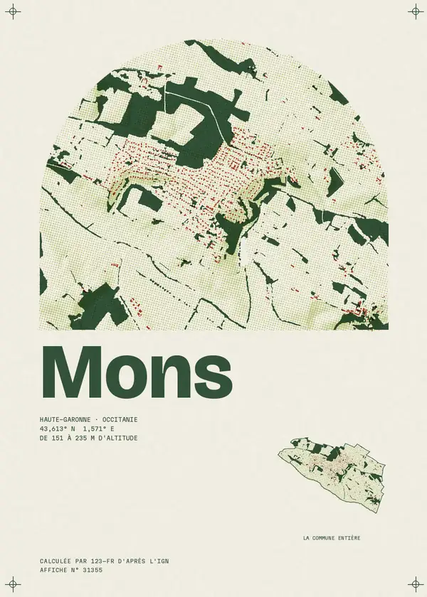 Affiche de Mons, calculée par 123-fr d'après l'IGN