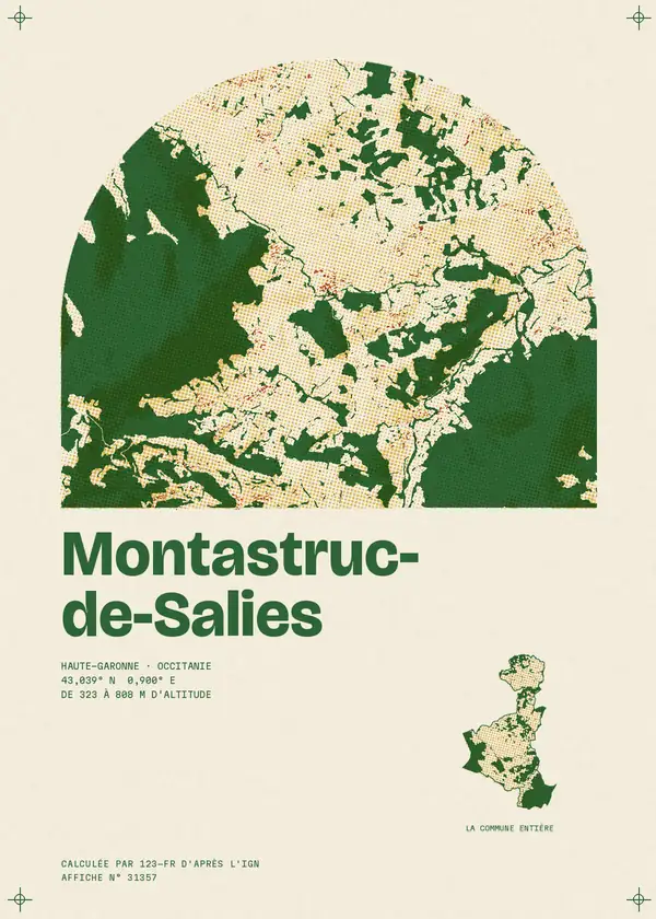 Affiche de Montastruc-de-Salies, calculée par 123-fr d'après l'IGN