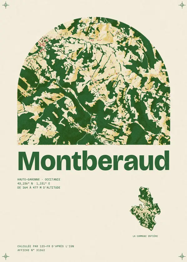 Affiche de Montberaud, calculée par 123-fr d'après l'IGN