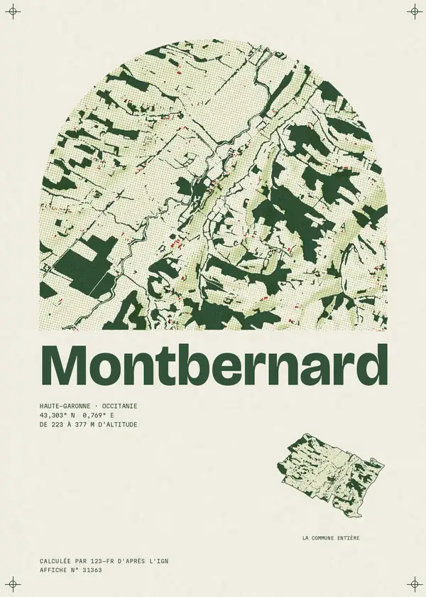 Affiche de Montbernard, calculée par 123-fr d'après l'IGN