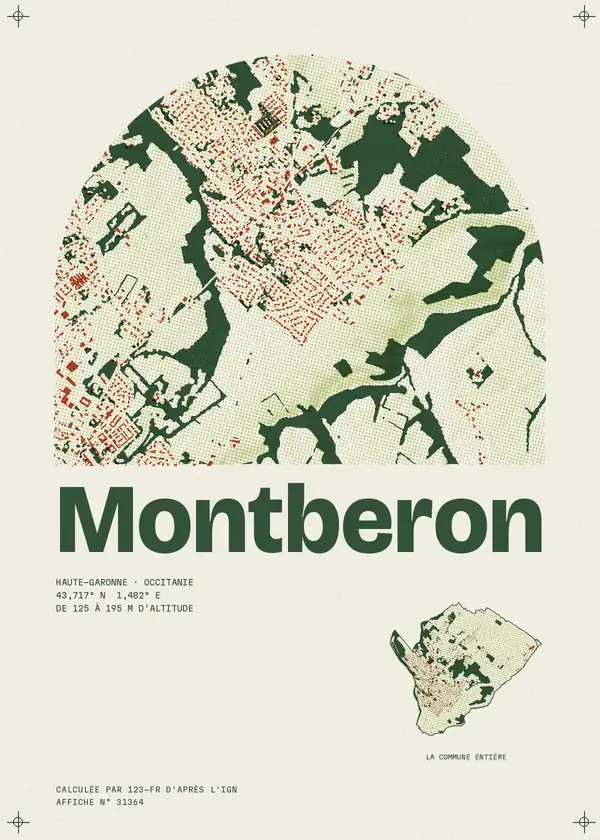 Affiche de Montberon, calculée par 123-fr d'après l'IGN