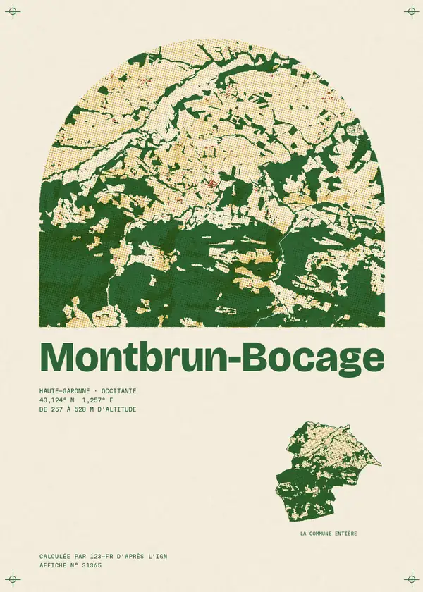 Affiche de Montbrun-Bocage, calculée par 123-fr d'après l'IGN