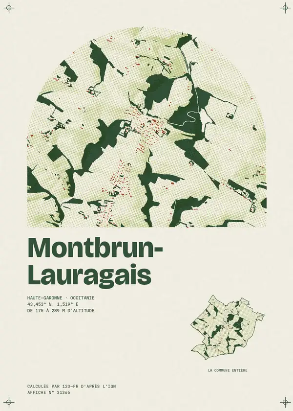 Affiche de Montbrun-Lauragais, calculée par 123-fr d'après l'IGN