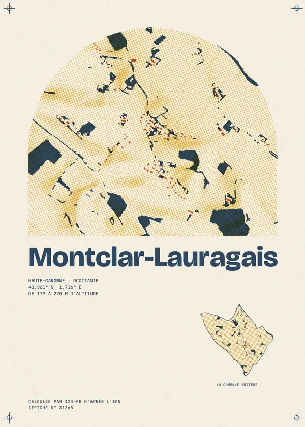 Affiche de Montclar-Lauragais, calculée par 123-fr d'après l'IGN