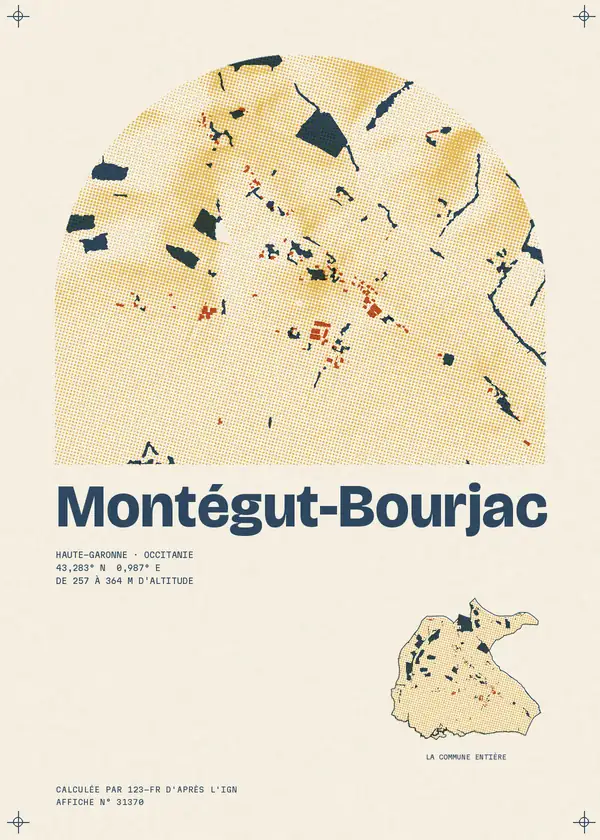 Affiche de Montégut-Bourjac, calculée par 123-fr d'après l'IGN