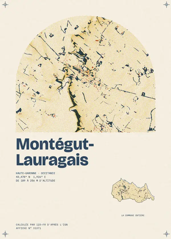 Affiche de Montégut-Lauragais, calculée par 123-fr d'après l'IGN