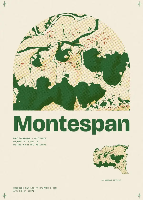 Affiche de Montespan, calculée par 123-fr d'après l'IGN