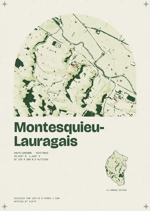 Affiche de Montesquieu-Lauragais, calculée par 123-fr d'après l'IGN