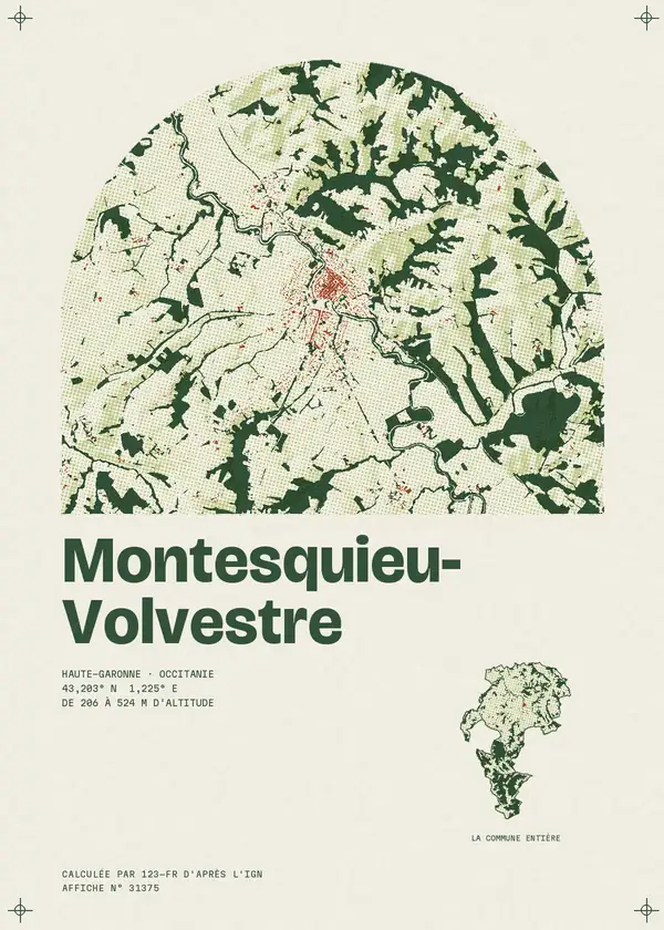 Affiche de Montesquieu-Volvestre, calculée par 123-fr d'après l'IGN