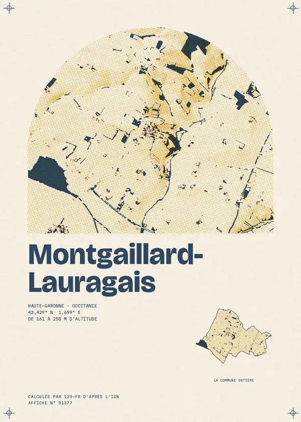 Affiche de Montgaillard-Lauragais, calculée par 123-fr d'après l'IGN