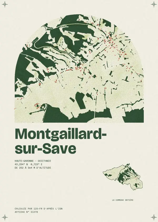 Affiche de Montgaillard-sur-Save, calculée par 123-fr d'après l'IGN