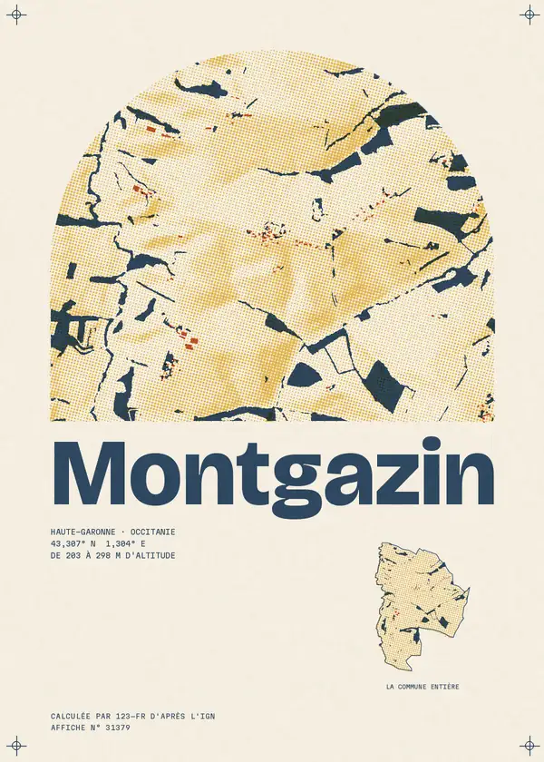 Affiche de Montgazin, calculée par 123-fr d'après l'IGN